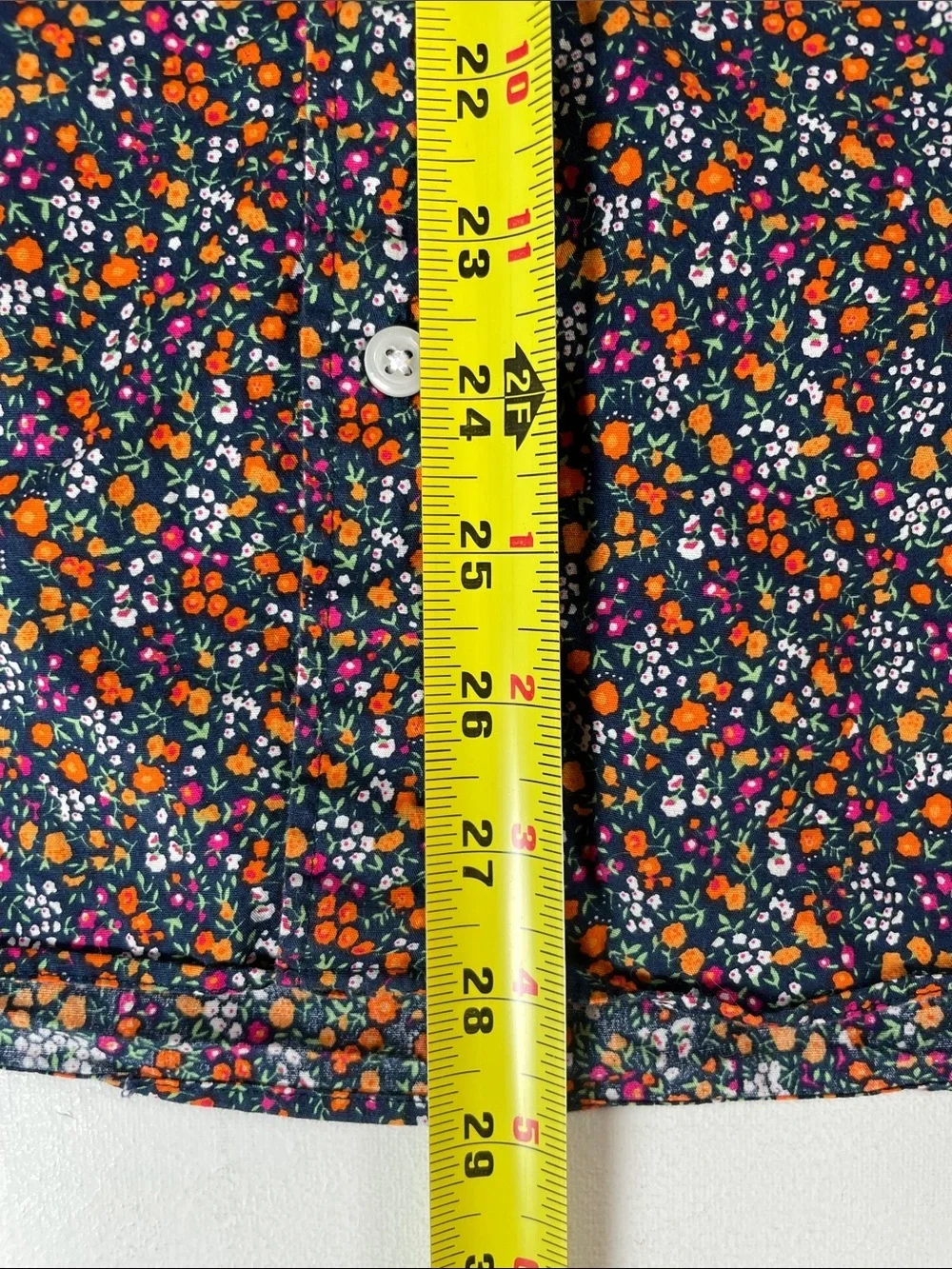 J. Crew Navy Floral L/S Button-Down Shirt with Orange, White and Pink Blooms XL